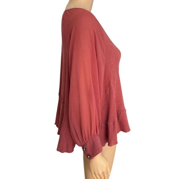 Anthropologie Akemi + Kin Fenn Dolman Top blouse burnt orange size S oversized - Picture 3 of 9